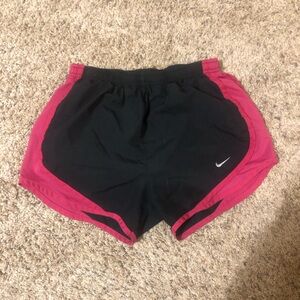 Nike black and pink dri fit athletic shorts